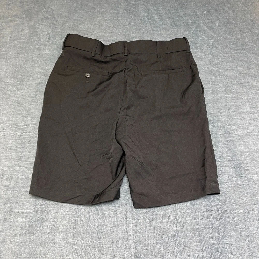 Mens Chino Shorts 34 Black Flat Front Slash Pockets Performance Straight Leg